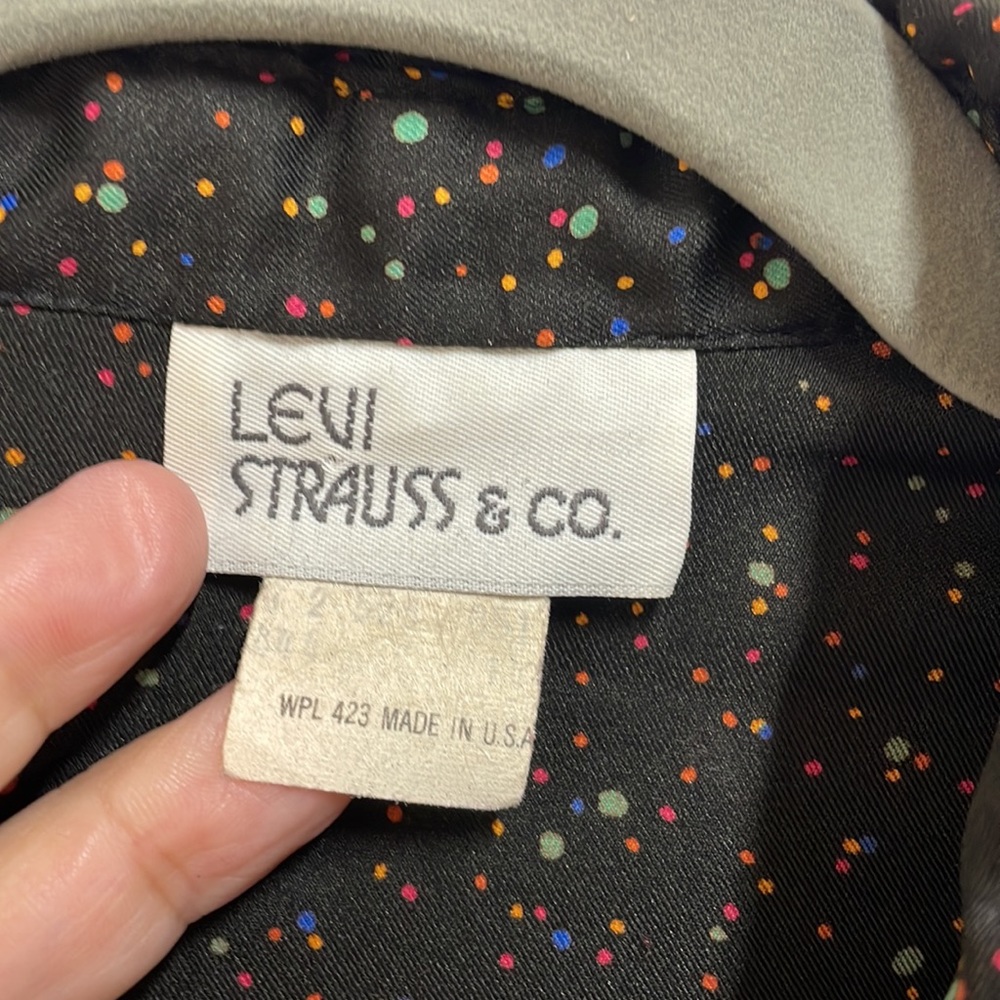 Levi Strauss & Co. vintage puff sleeve cuff multi colored dots blou… - Picture 4 of 6